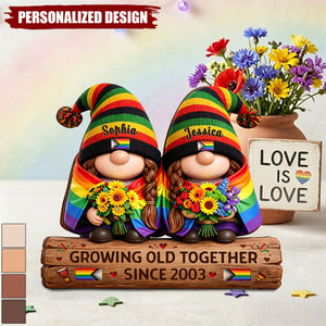 Custom Pride Couple Wood Plaque, Growing Old Together LGBTQ Gay Lesbian Gift