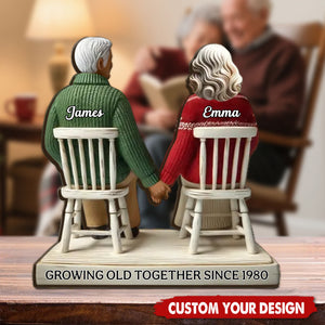 3D Effect Eternal Love Couple Growing Old Together Personalized Standing Wooden Plaque