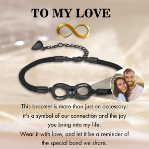Personalized Infinity Name Photo Projection Bracelet for Couples
