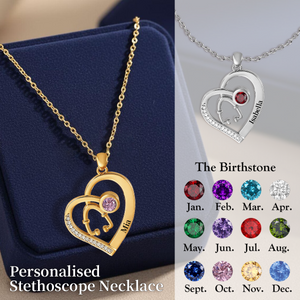 Personalized Custom Stethoscope Birthstone Necklace