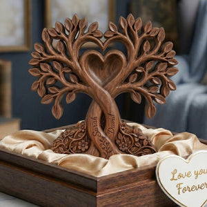 Personalized Couple Heart Tree Wooden Block, Gift For Couples
