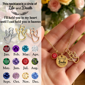 Always In My Heart, Personalized Angel Birthstone Memorial Necklace