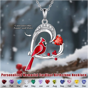 Personalized Memorial Cardinal Birthstone Necklace
