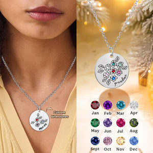 Personalized Family Birthstone Mother's Flower Necklace