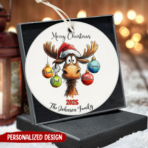 Personalized Funny Moose Family Christmas Ornament
