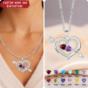Personalized Name & Birthstone Promise Couple Necklace