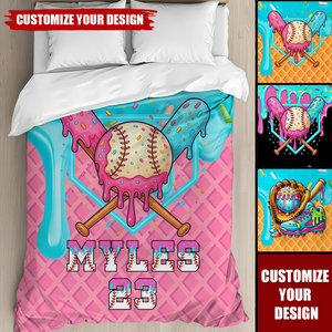 Personalized Ice Cream Drip Baseball Blanket