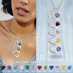 Personalized Name Birthstone Heart-shaped Necklace-Gift For Mom/Grandma