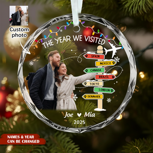 The Year We Visited Custom Glass Ornament, Couple Vacation Gift