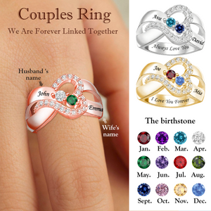 Personalized Rings With 2 Birthstones Custom Meaningful Name Promise Rings