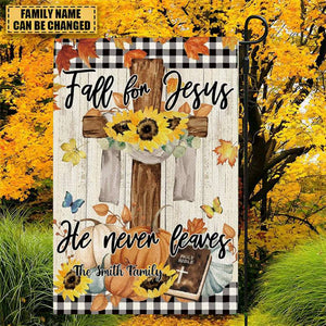 Fall For Jesus-Personalized Religious Cross Garden Flag