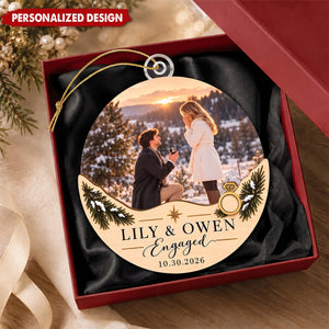 Personalized Engagement Christmas Ornament, Custom Photo Newlywed Keepsake