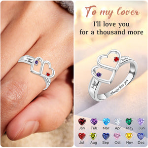 Personalized Name & Birthstone Promise Couple Ring