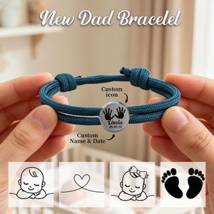Custom Bracelet for New Dad, Father's Day Gift,Adjustable Sliding Knot Bracelet