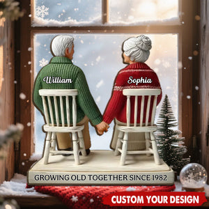 3D Effect Eternal Love Couple Growing Old Together Personalized Standing Wooden Plaque