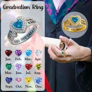 You Did Great,Personalized Engraved Birthstone Graduation Ring