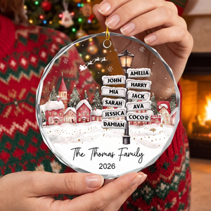 Custom Family Name Christmas Ornament, Family With Pet Ornament