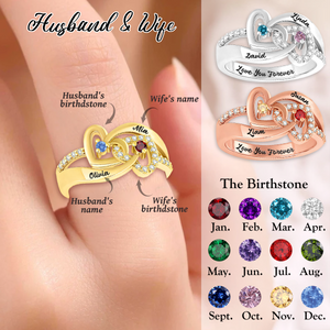 Love You Forever, Personalized Couple Birthstone Promise Ring