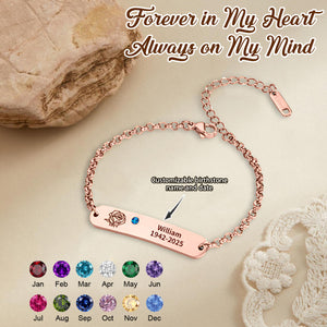 Personalized Name Date and Birthstone Memorial Bracelet