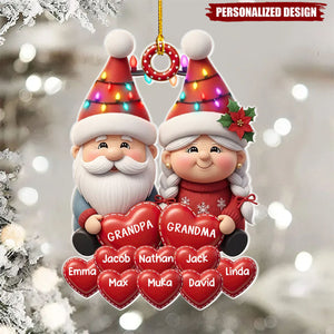 Christmas Grandparents With Grandkids’ Names Heart - Personalized Ornament