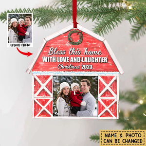 Jesus Bless This Home With Love And Laughter, Personalized Wood Ornament