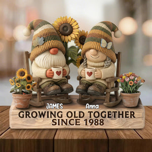 Grow Old Together-Personalized Wooden Plaque, Gift For Couple