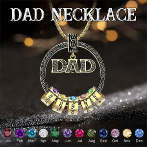Personalized Family Names Birthstones Necklace-Gift For Dad or Grandpa