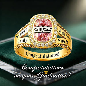 Personalized Birthstone Engraved Graduation Ring, Graduation Gift