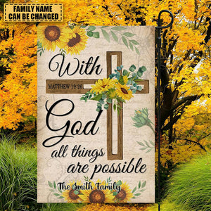 With God All Things Are Possible- Personalized Garden Flag