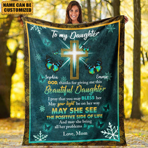 KISSFAITH-God, Thanks For Giving Me This Beautiful Daughter Personalized Blanket