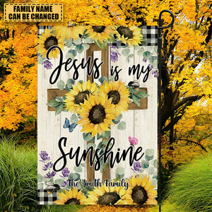 Jesus Is My Sunshine -Personalized Religious Cross Garden Flag
