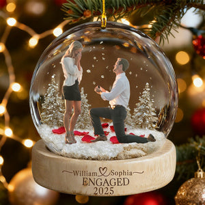 Personalized Photo Engagement Acrylic Ornament, Newlywed Couple Gift