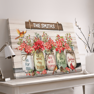 Flowers Cardinal As For Me And My House Personalized Canvas