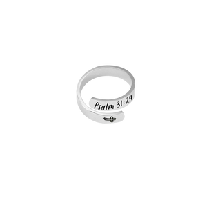 KISSFAITH- Christian Cross Ring- Faith Gift-Psalm 31:24