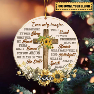 Personalized Vintage Sunflower Cross I Can Only Imagine Ornament