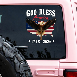 Patriotic 250th Anniversary God Bless America Eagle 1776–2026 Decal Sticker