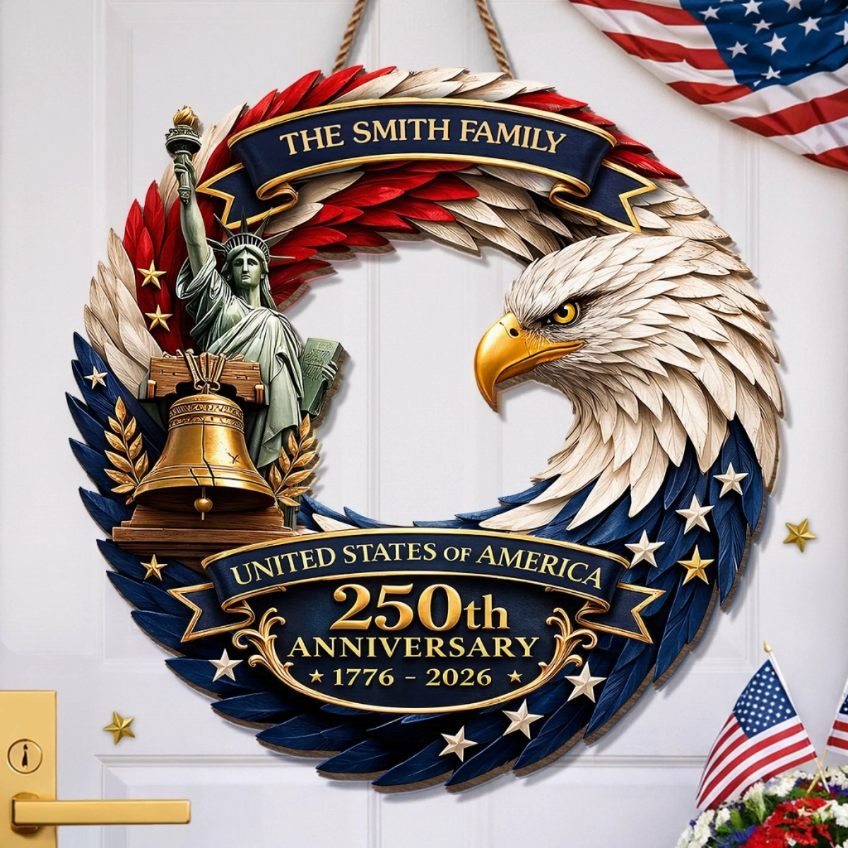 Personalized America 250th Anniversary Wood Sign