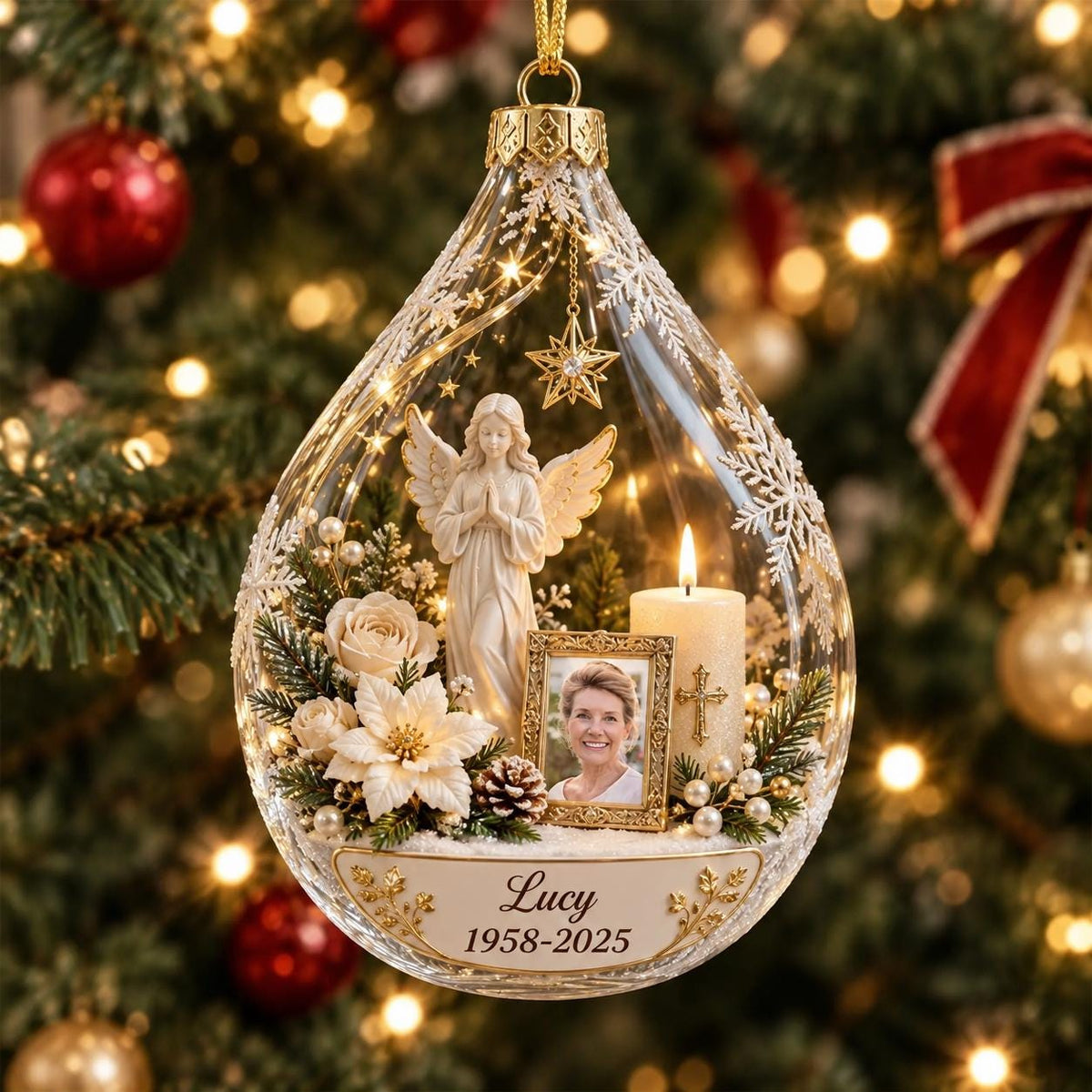 Personalized Memorial Ornament with Photo, In Memory of Loved One Christmas Ornament