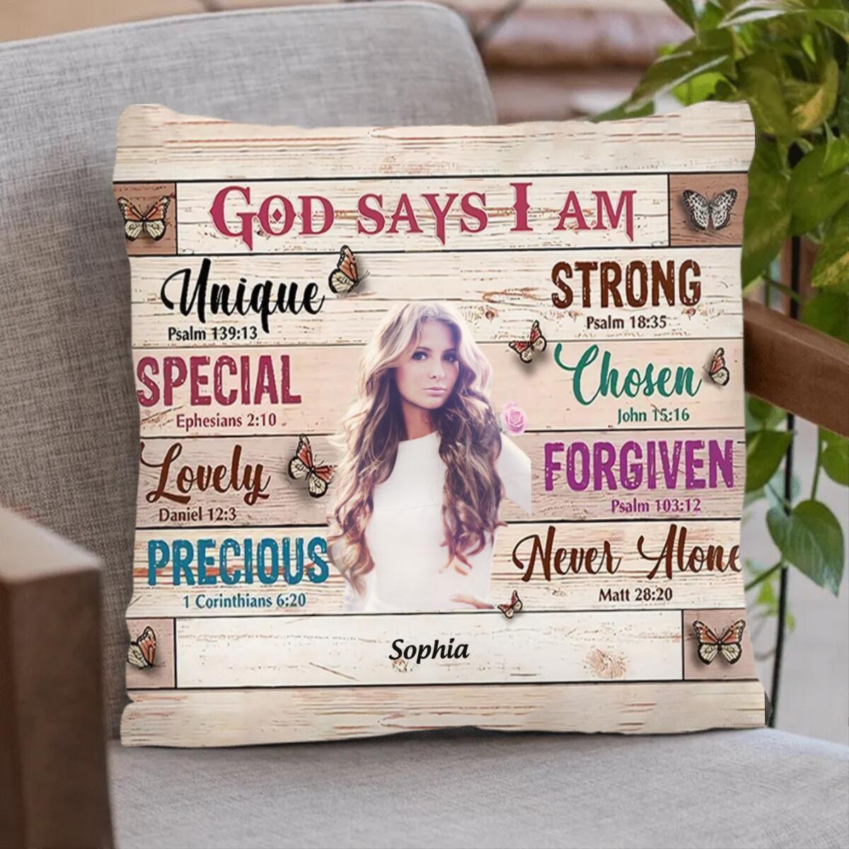 Upload Photo-Christian Woman God Says I Am Personalized Pillowcase