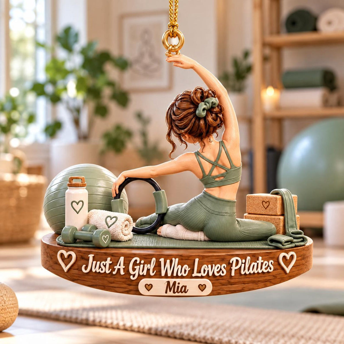 Personalized Pilates Girl Acrylic Ornament, Just A Girl Who Loves Pilates