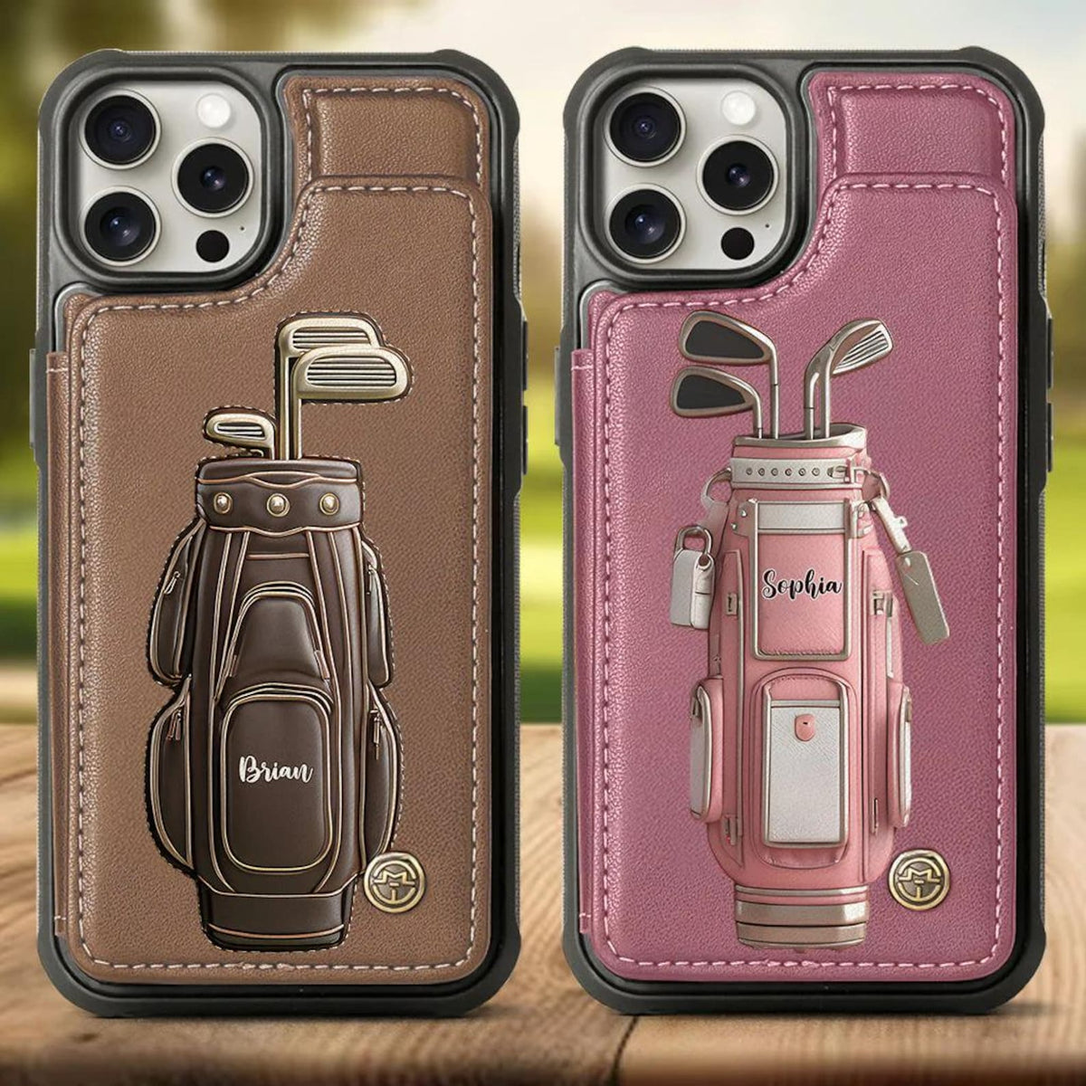 Personalized Golf Leather Wallet Phone Case with Card Slots