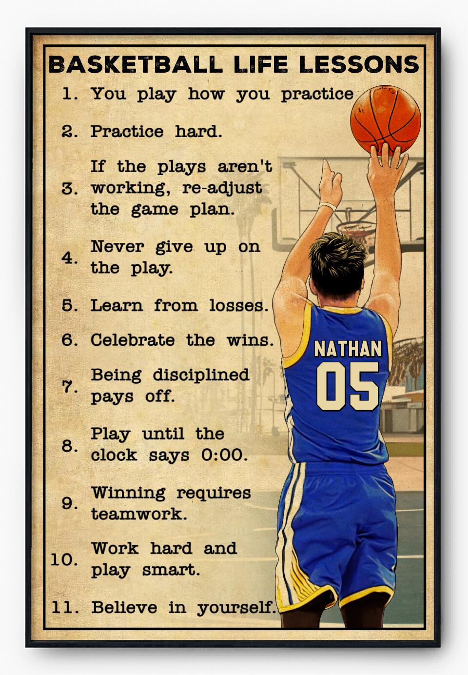 Custom Personalized Basketball Poster,Vintage Style - Gift For Basketball Lover