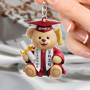 Personalized Graduation Bear Keychain,  Gift for Graduates