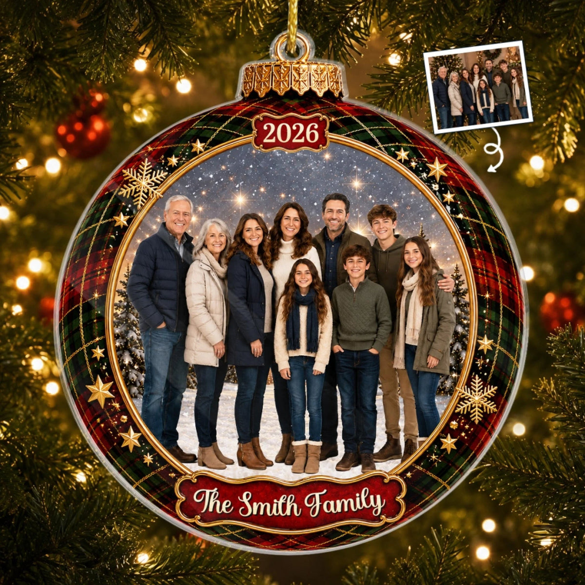 Custom Photo Christmas Ornament - Love Makes A Family Whole