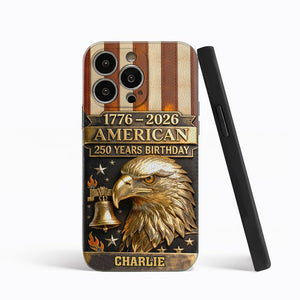 250th Anniversary - Personalized Bald Eagle Leather Phone Case