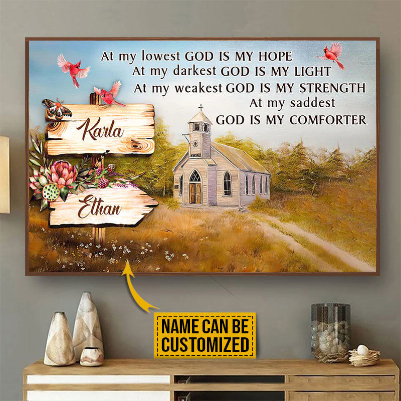 Personalized Cardinal Bird Poster - Custom Gift For Christian Couple - God Is My Hope