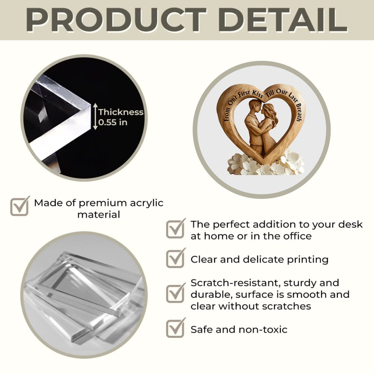 From Our First Kiss Till Our Last Breath - Personalized Couple Acrylic Plaque