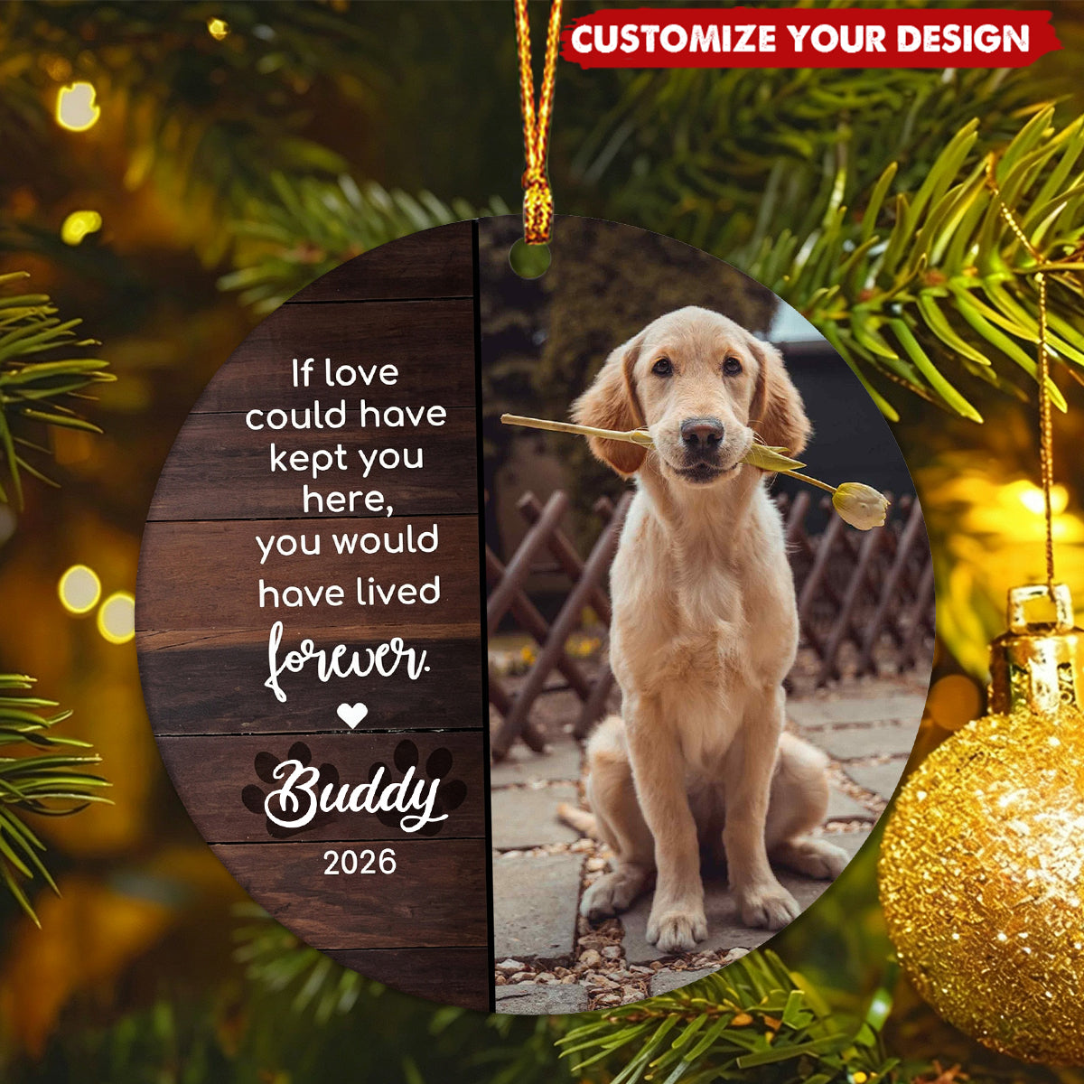 Personalized Pet Sympathy Gift - Christmas Photo Ornament