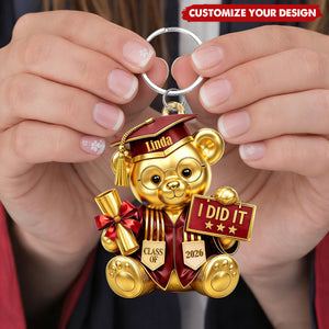 I Did It Class Of Graduation Personalized Bear Keychain