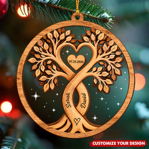 Personalized Couple Heart Tree Ornament, Custom Couple Christmas Gift